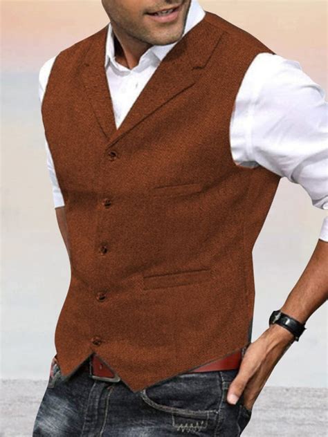 Herringbone Tweed Suit Vest - Casual & Business Style, Daily & Office ...
