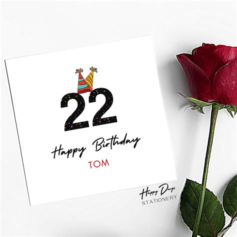 22nd Birthday Card for Male or for Female, 22nd Birthday Card for Her, 22nd Birthday Card for ...