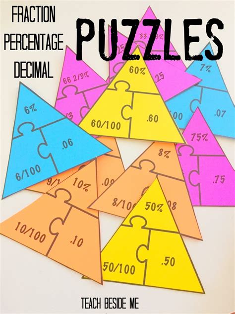 Fraction - Percentage - Decimal Math Puzzles - Teach Beside Me