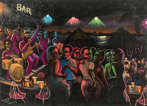 Moké (Congolese, 1950-2001)The Bar, 1985Oil on sack, 94.50 x 135 cm | Contemporary african art ...