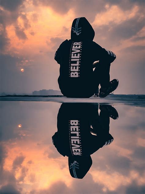 Boy rear view, attitude, believer, boy, reflection, sunset, HD phone ...