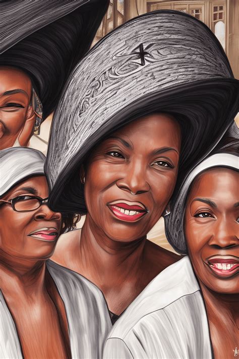 Black Church Women with Hats · Creative Fabrica