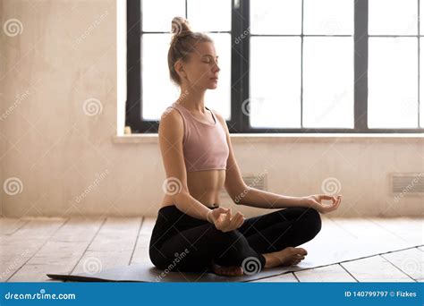 Yoga Sukhasana Easy Sitting Pose. Woman Doing Mudras Stock Image | CartoonDealer.com #111875167