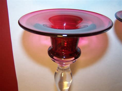 Bristol Cranberry glass candle holders. | Antiques Board