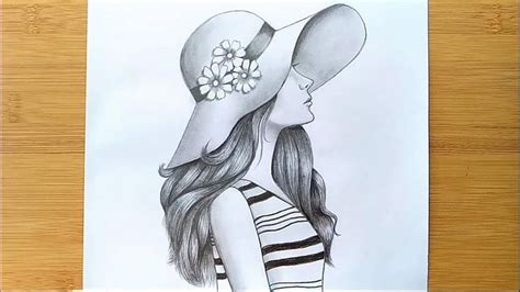 How to Draw a Girl with Hat for BEGINNERS - step by step || Pencil ...