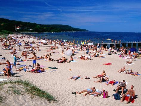 Beachgoers on Summer Day, Bastad, Skane, Sweden Photographic Print by Anders Blomqvist ...