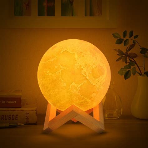 Rechargeable Wireless Dual Color Lunar Full Moon Night LED Lamp