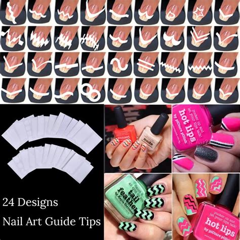 24 sheets/lot French Manicure DIY Nail Art Tips Guides Stickers Stencil Strip Beauty Nail Tools ...