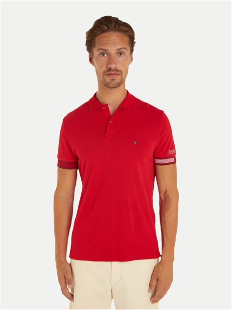 Slim-Fit Poloshirt mit Kontrast Streifen | XLG-RED | XL | MW0MW34780-XLG-XL
