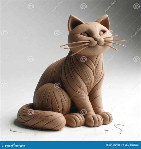 Clay Sculpture of a Stylized Cat Stock Illustration - Illustration of ...