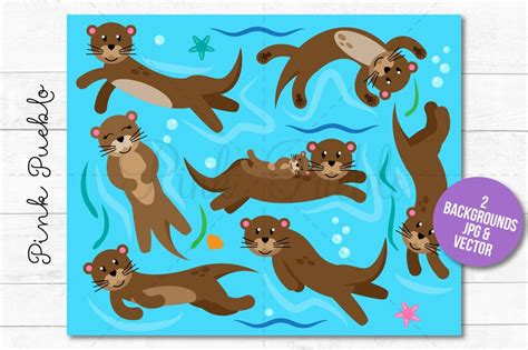Otter Clipart Otter Clip Art Sea Animal Clipart Sea Animal | Etsy