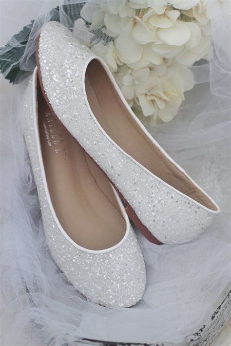 WHITE Rock Glitter Slip on Flats Wedding Shoes Bride, Wedding Boots, Bride Shoes Flats, Glitter ...