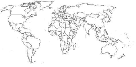 Carte du monde vierge à imprimer et à remplir avec noms des pays (pdf)