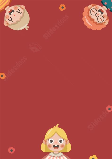Adorable Cartoon Kids In Red Page Border Background Word Template And Google Docs For Free Download