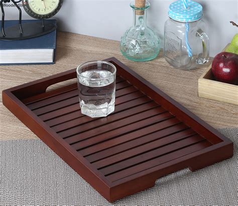 Buy Brown Teak Wood 16*11 Inch Serving Tray Online in India at Best ...