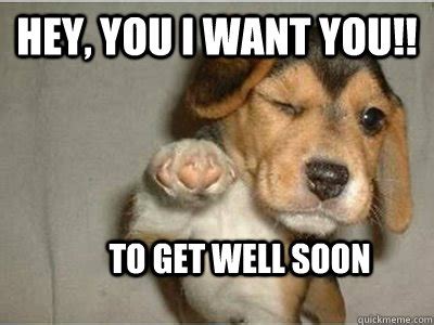 Hey, You we need you!! To get well soon - Puppy Love - quickmeme