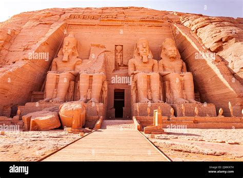 Statue of Seated Ramses II at the Great Ramses II Temple in Abu Simbel ...