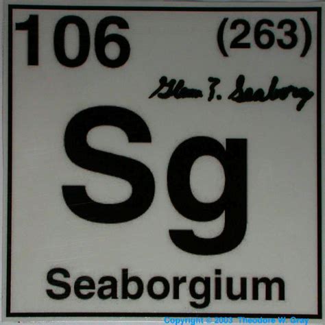 Facts, pictures, stories about the element Seaborgium in the Periodic Table