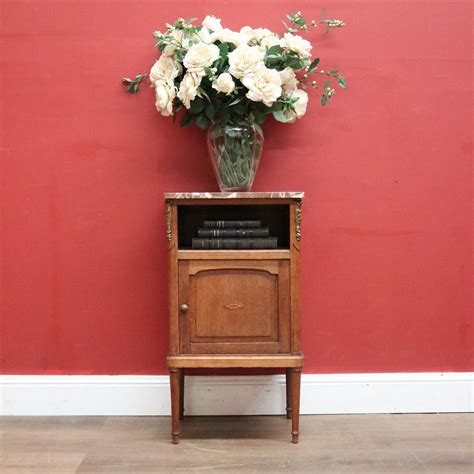 Antique Marble and Oak Bedside Cabinets, Side, Lamp or Hall Table. B11 ...