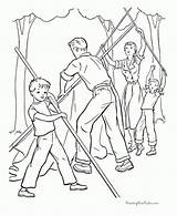 Working Together To Build A Tent For Camping coloring Pages Print  sketch template