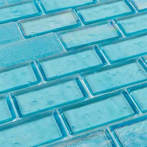 Iridescent Recycled Glass Tile Aquamarine 1 x 2 made in the USA for ...