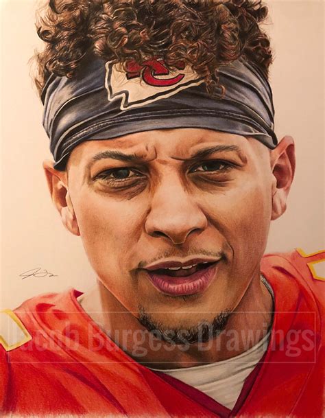 Patrick Mahomes Colored Pencil Drawing Print Numbered to 300 | Etsy