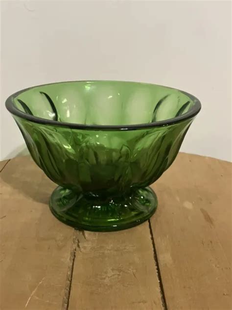 VINTAGE HEAVYWEIGHT PRESS Emerald Green Depression Glass Footed Bowl Candy Dish $17.00 - PicClick