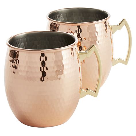 Set of 2 Faceted Copper Moscow Mule Mugs | At Home