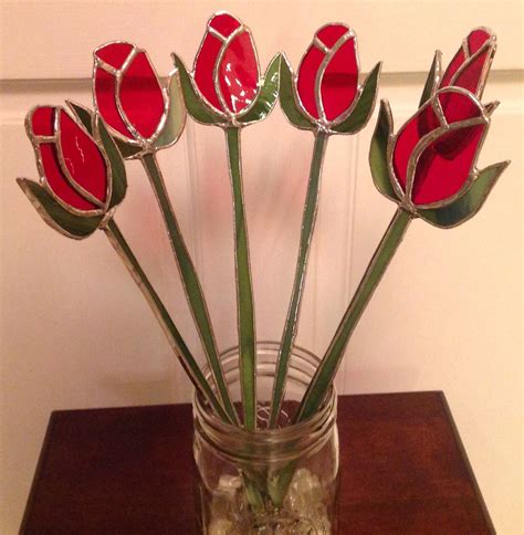 Stained Glass Flowers On Stems - Glass Designs