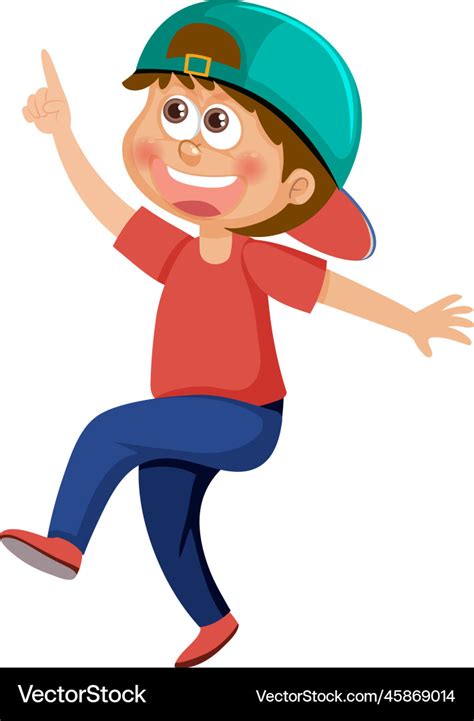 A boy pointing finger cartoon character Royalty Free Vector