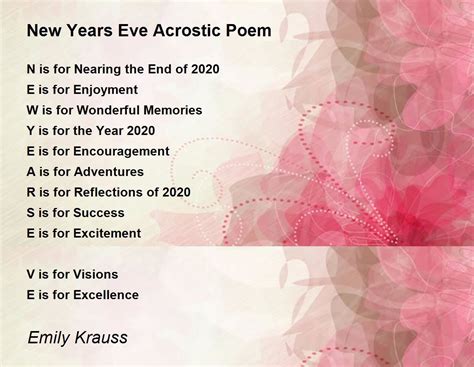 New Years Eve Acrostic Poem - New Years Eve Acrostic Poem Poem by Emily ...