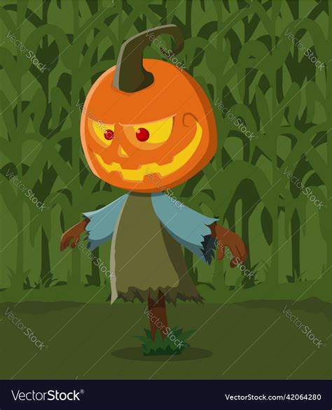 Cartoon halloween pumpkin head character Vector Image