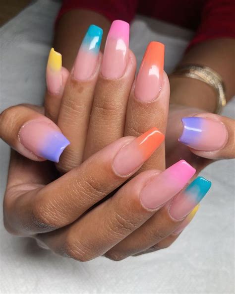 Rainbow Tip Nails Pastel - Beauty & Health