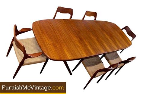 Long oval mid century modern Danish teak dining table