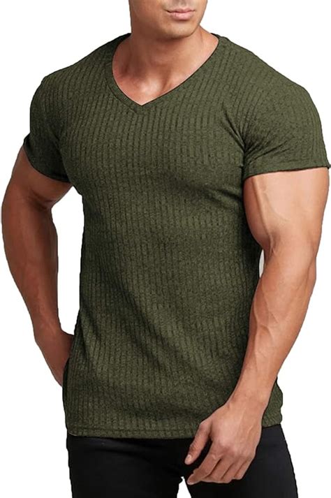 COOFANDY Men's Muscle T Shirts Stretch Short Sleeve V Neck Bodybuilding Workout Tee Shirts ...