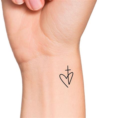 Heart Cross Temporary Tattoo - Etsy