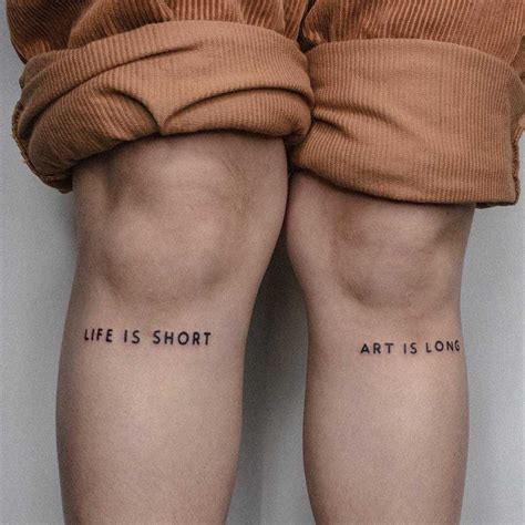 Quotes ‘Life is short’ and ‘Art is long’ tattooed on both shins by tattooist Bongkee | Modern ...