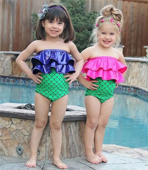 Kids Baby Girl Mermaid Suit Playsuits Beach Clothes Children Enfant Kid Girls Summer 2PCS ...