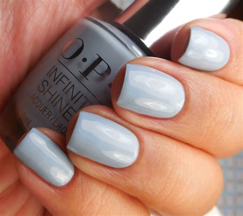 OPI: Reach for the Sky ... a dusty blue-grey creme nail polish from the OPI Infinite Shine ...