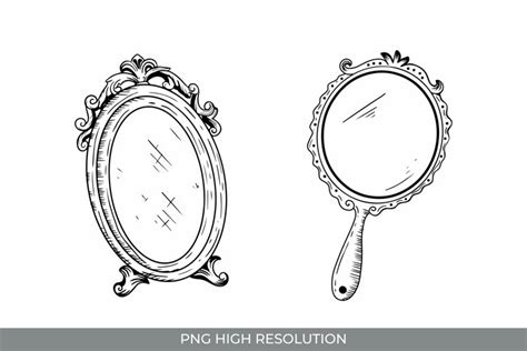 Hand Drawn Vintage Mirror Clipart