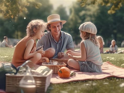 Premium Photo | Happy family enjoying picnic in the park