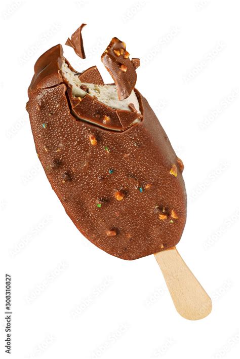 Ice cream popsicle with chocolate coating isolated on white background ...