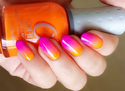 nageldesign motive neon ombre idee pink orange sommer | Gradient nails, Ombre nails tutorial ...