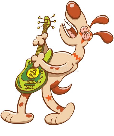 Cartoon Dog Playing A Guitar Stock Vector - Illustration of string, strings: 36001292