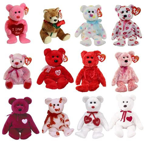 TY Beanie Babies - VALENTINE'S DAY BEARS (Set of 12)(Smitten, Smooch ...