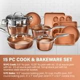 Gotham Steel Hammered Collection Pots and Pans Set, 15-Piece Premium Cookware & Bakeware Set ...