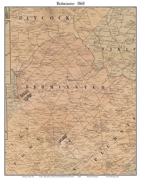 Bedminster 1860 Old Town Map With Homeowner Names - Etsy | Wall maps, Town map, Detailed map