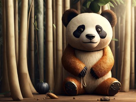 Premium AI Image | Cute panda with bamboo background for desktop wallpaper