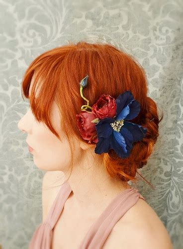 midnight blue - deep navy and burgundy floral clip | Flickr