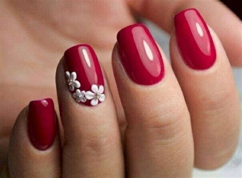 37 Accent Flower Nail Art Ideas Just For You - 99outfit.com | Red gel ...